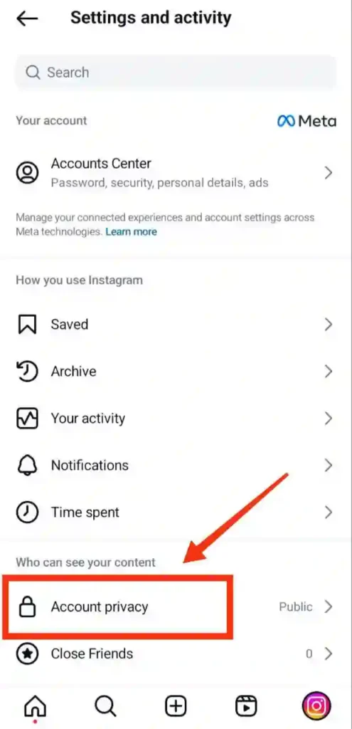 Step 3 - instagram account private kaise kare
