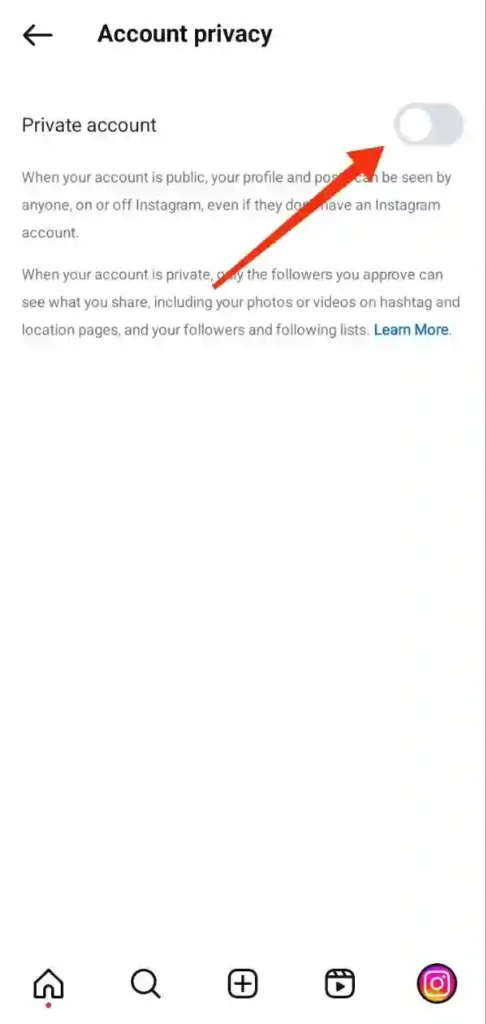 Step 4 - instagram account private kaise kare