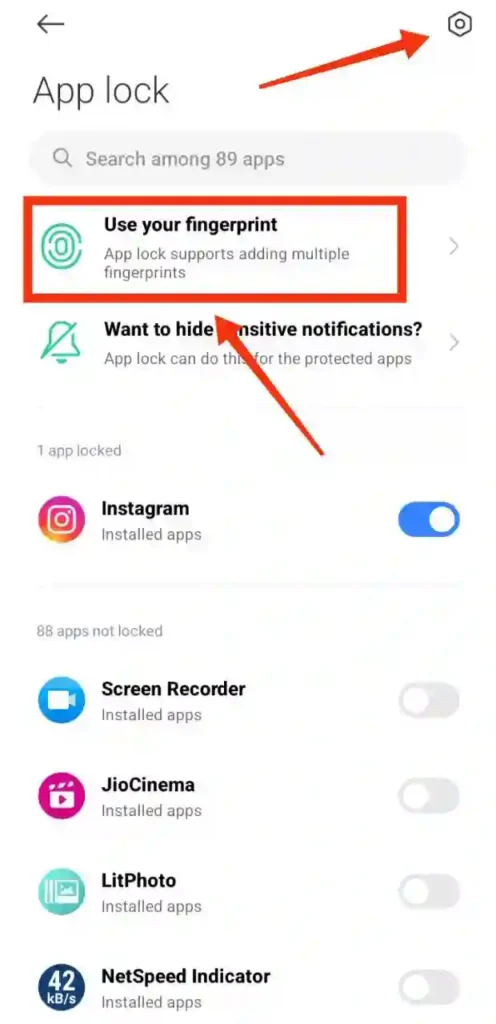 step 1 - instagram par fingerprint lock kaise lagaye