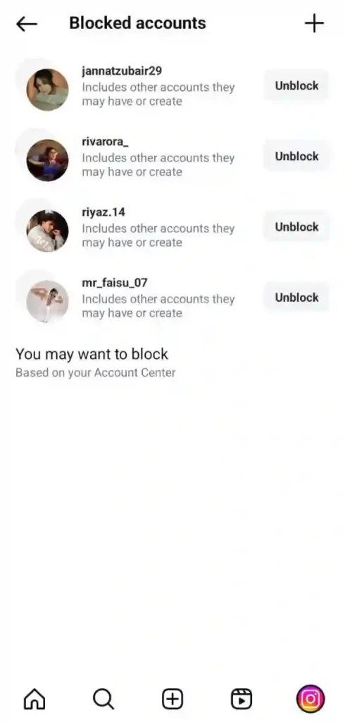 step 4- Instagram par block list kaise dekhe