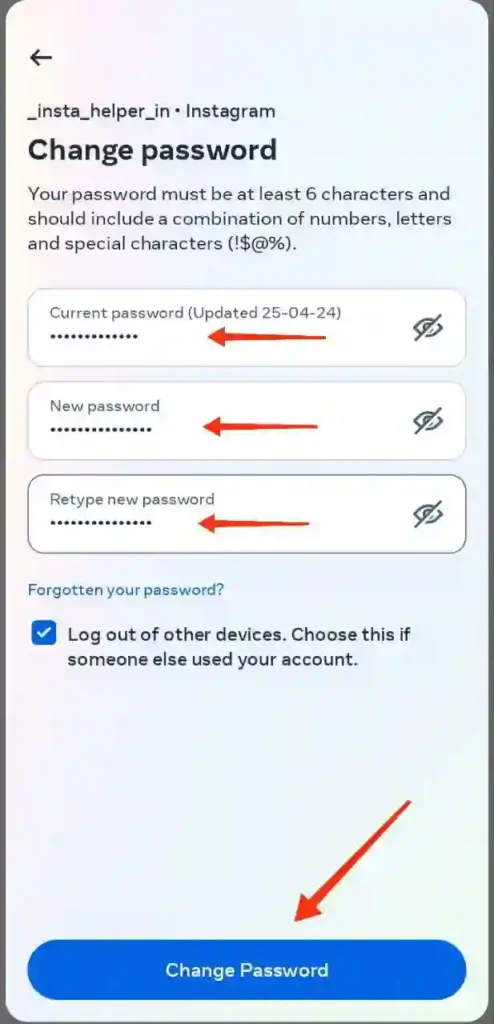 step 7 - instagram password change kaise kare