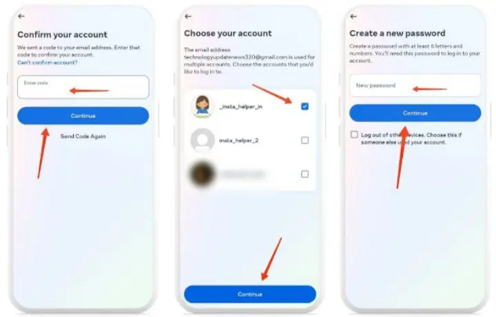 step 2 - ईमेल आईडी से इंस्टाग्राम का पासवर्ड रिसेट करे