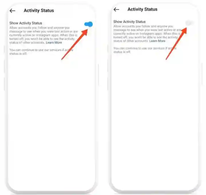 step 5 - instagram par active off kaise kare