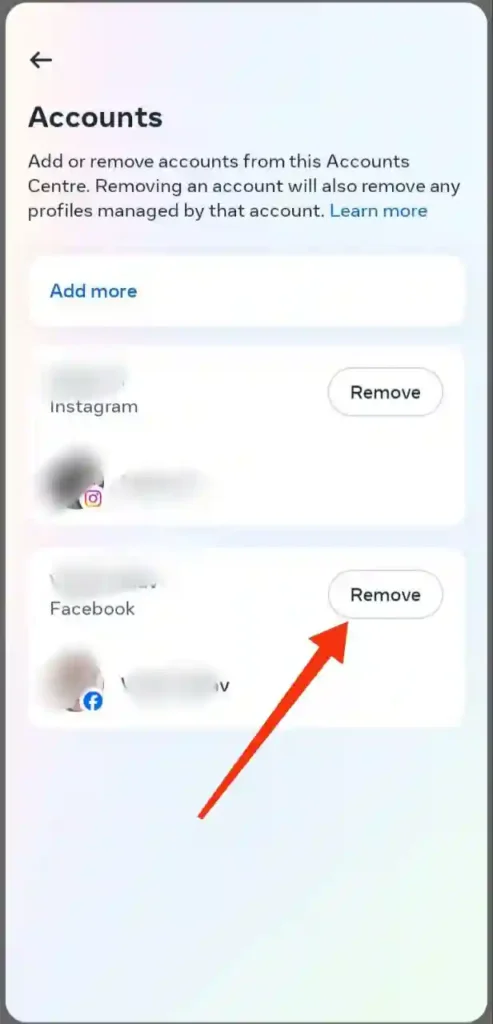 स्टेप 5 - इंस्टाग्राम से फेसबुक अकाउंट को कैसे हटाये